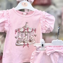 Gio Bambini SS26 Girls Pink Top and Shorts set Carousel YG-38-1 Gio Bambini SS26 Girls Pink Top and Shorts set Carousel YG-38-1