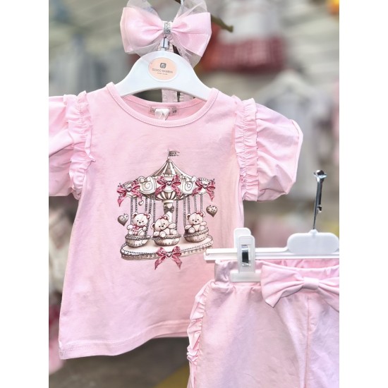 Gio Bambini SS26 Girls Pink Top and Shorts set Carousel YG-38-1 Gio Bambini SS26 Girls Pink Top and Shorts set Carousel YG-38-1