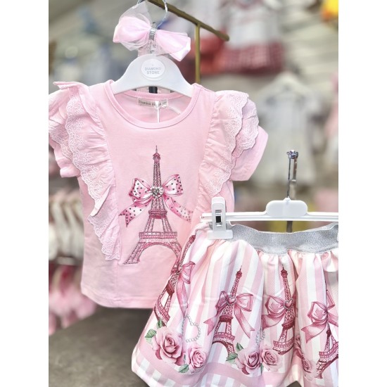 Gio Bambini SS26 Girls Pink skirt set YG-31 Gio Bambini SS26 Girls Pink skirt set YG-31