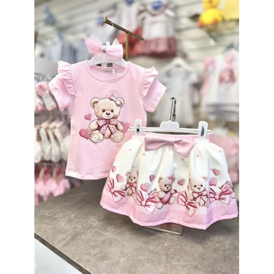 Gio Bambini SS26 Girls Pink skirt set Teddy Bear YG-35 Gio Bambini SS26 Girls Pink skirt set Teddy Bear YG-35