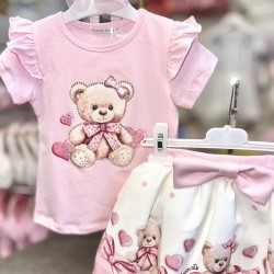 Gio Bambini SS26 Girls Pink skirt set Teddy Bear YG-35 Gio Bambini SS26 Girls Pink skirt set Teddy Bear YG-35
