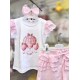 Gio Bambini SS26 Girls Pink and White Top and Shorts set Balloons YG-40-1