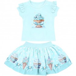 Gio Bambini SS26 Girls Mint Blue skirt set Cupcake YG-36-1 Gio Bambini SS26 Girls Mint Blue skirt set Cupcake YG-36-1