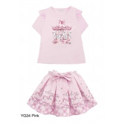 Gio Bambini SS26 Girls Pink skirt set Carousel YG-34-1