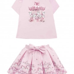 Gio Bambini SS26 Girls Pink skirt set Carousel YG-34-1 Gio Bambini SS26 Girls Pink skirt set Carousel YG-34-1