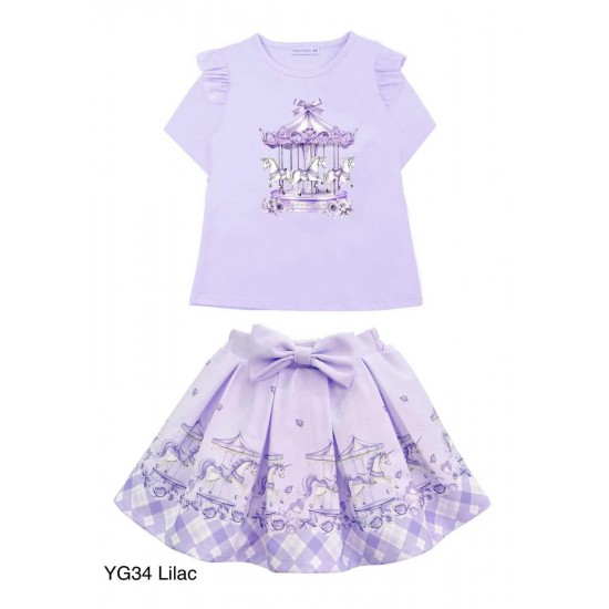 Gio Bambini SS26 Girls Lilac skirt set Carousel YG-34