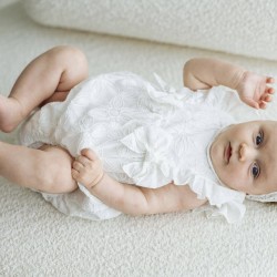 Jamiks Nubbi Girls Ivory Romper with Bows JLI025