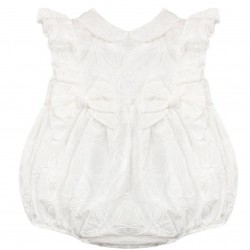 Jamiks Nubbi Girls Ivory Romper with Bows JLI025
