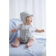 Jamiks Flumi Top and Dungaree set - Beige and  blue Check JLI021