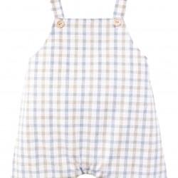 Jamiks Flumi Top and Dungaree set - Beige and  blue Check JLI021