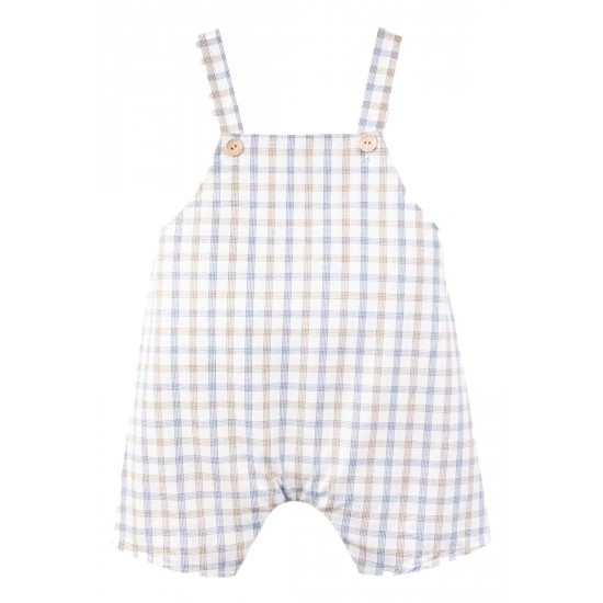 Jamiks Flumi Top and Dungaree set - Beige and  blue Check JLI021