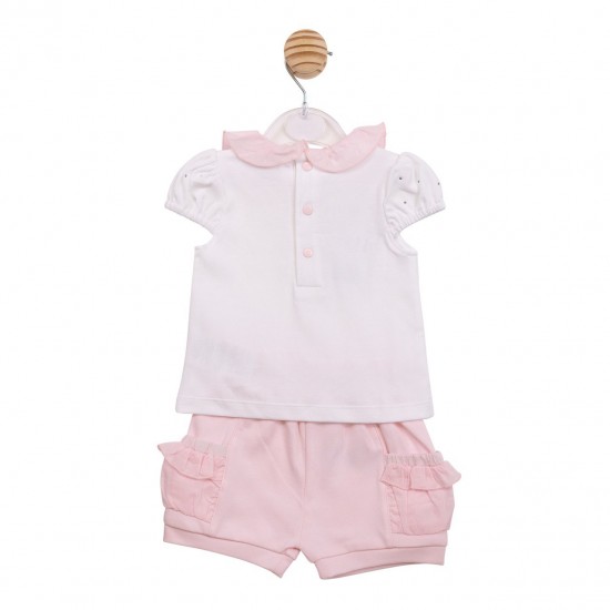 Mintini SS26 Girls White/Pink Top and Short Set MB7095