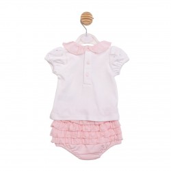 Mintini SS26 Girls White/Pink Jam Pant Set MB7093
