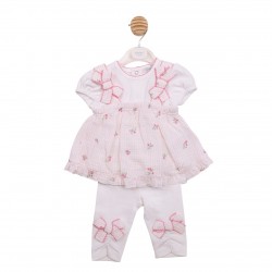 Mintini SS26 White/Pink Tunic and Leggings Set MB7153