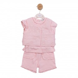 Mintini SS26 Pink Top, Short and Gilet Set MB7233