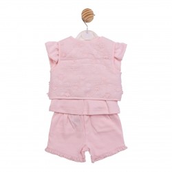 Mintini SS26 Pink Top, Short and Gilet Set MB7233