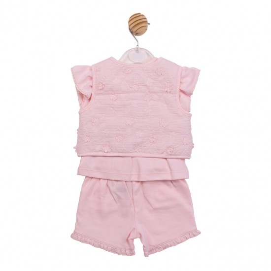 Mintini SS26 Pink Top, Short and Gilet Set MB7233
