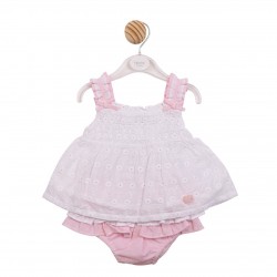 Mintini SS26 Girls White/Pink Suntop and Jampant Set MB7170