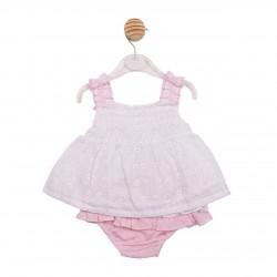 Mintini SS26 Girls White/Pink Suntop and Jampant Set MB7170