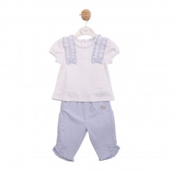 Mintini SS26 White/Blue Top and Trouser Set MB7190