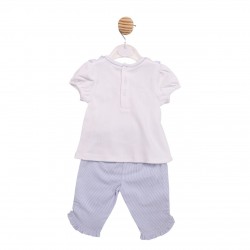 Mintini SS26 White/Blue Top and Trouser Set MB7190