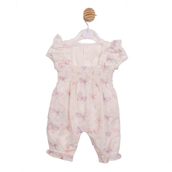 Mintini SS26 Girls White Romper Dungaree Set MB7221 Mintini SS26 Girls White Romper Dungaree Set MB7221