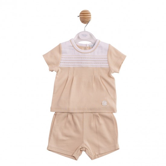 Mintini SS26 Beige Top and Short Set MB6890