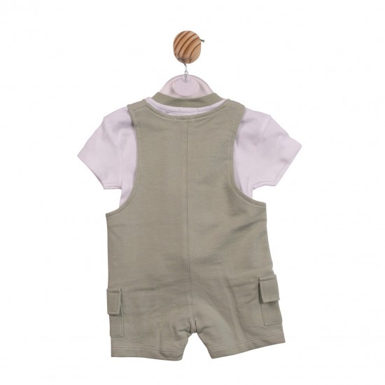 Mintini SS26 White/Sage Top and Short Dungaree Set MB6976 Mintini SS26 White/Sage Top and Short Dungaree Set MB6976
