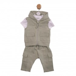 Mintini SS26 White/Sage Top, Trouser and Gilet Set MB6979