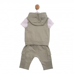 Mintini SS26 White/Sage Top, Trouser and Gilet Set MB6979