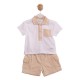 Mintini SS26 White/Beige Polo and Shorts Set MB6967