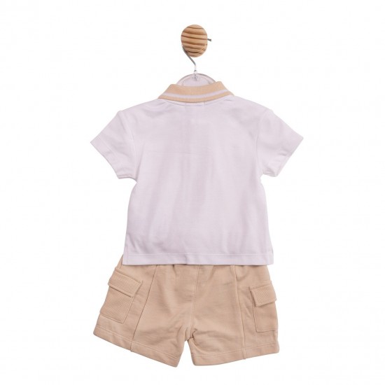 Mintini SS26 White/Beige Polo and Shorts Set MB6967