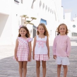 Miranda SS26 Girls Pink/White Checked Top and Skirt Set 39-0602