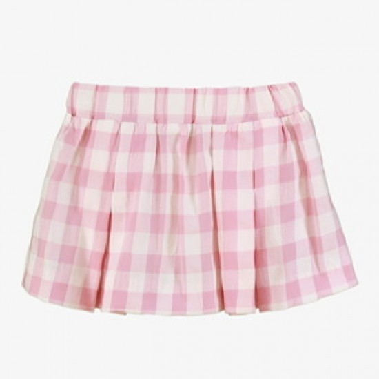 Miranda SS26 Girls Pink/White Checked Top and Skirt Set 39-0602
