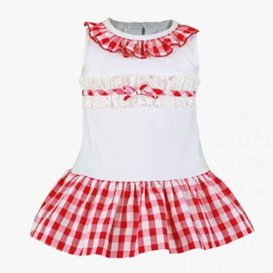 Miranda SS26 Girls White and Red Checked Dress 39/0517 Miranda SS26 Girls White and Red Checked Dress 39/0517