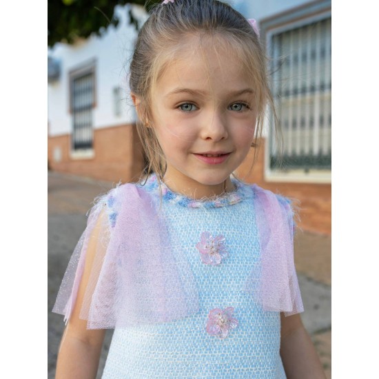 Naxos SS26 Girls Light Blue/Pink Dress 7742 Naxos SS26 Girls Light Blue/Pink Dress 7742