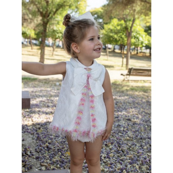 Naxos SS26 Girls White/Pink Dress and Pants Set 7712