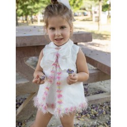 Naxos SS26 Girls White/Pink Dress and Pants Set 7712
