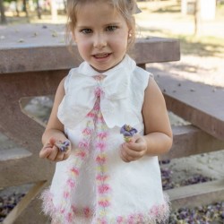 Naxos SS26 Girls White/Pink Dress and Pants Set 7712