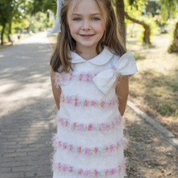 Naxos SS26 Girls White/Pink Dress 7739 Naxos SS26 Girls White/Pink Dress 7739