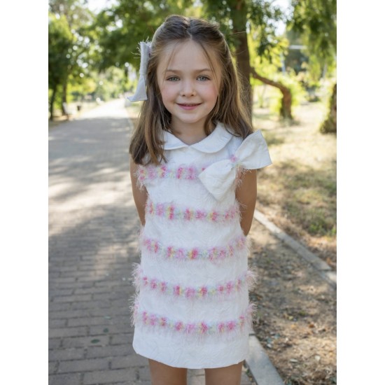 Naxos SS26 Girls White/Pink Dress 7739