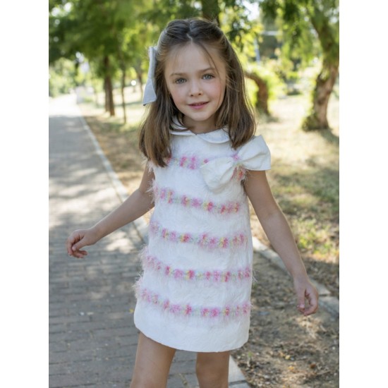 Naxos SS26 Girls White/Pink Dress 7739