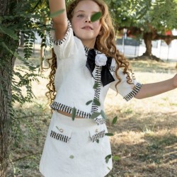 Naxos SS26 Girls White/Black Skirt and Blazer Set 7782-7751
