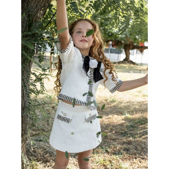 Naxos SS26 Girls White/Black Skirt and Blazer Set 7782-7751