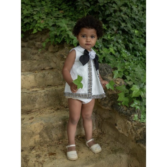 Naxos SS26 Girls White/Black Dress and Pants Set 7714