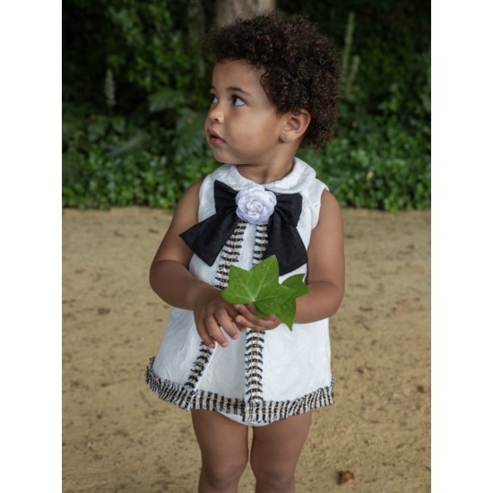 Naxos SS26 Girls White/Black Dress and Pants Set 7714