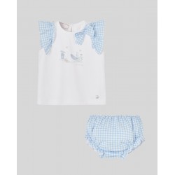 Paz SS26 Girls Blue and White shirt set - 193657