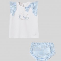 Paz SS26 Girls Blue and White shirt set - 193657