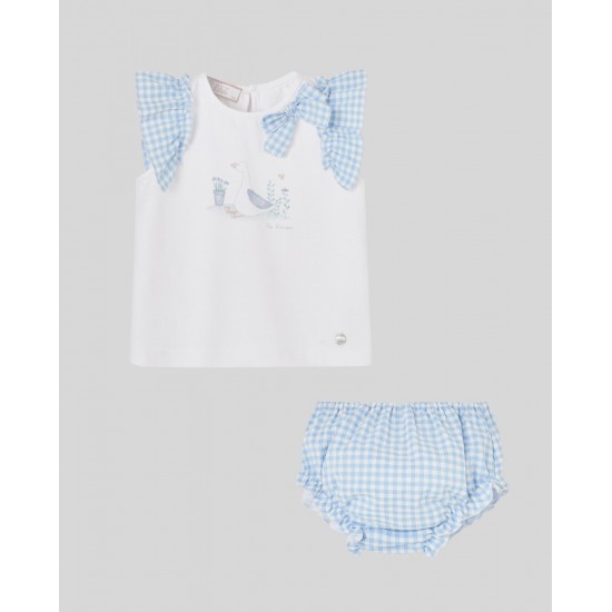 Paz SS26 Girls Blue and White shirt set - 193657