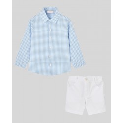 Paz SS26 Boys Blue shirt with white shorts 153661